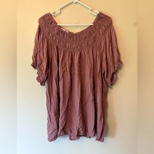 Maurice’s Mauve Pink Short Sleeve Ruffle Trim Detail Top, Size 3X Women’s Plus